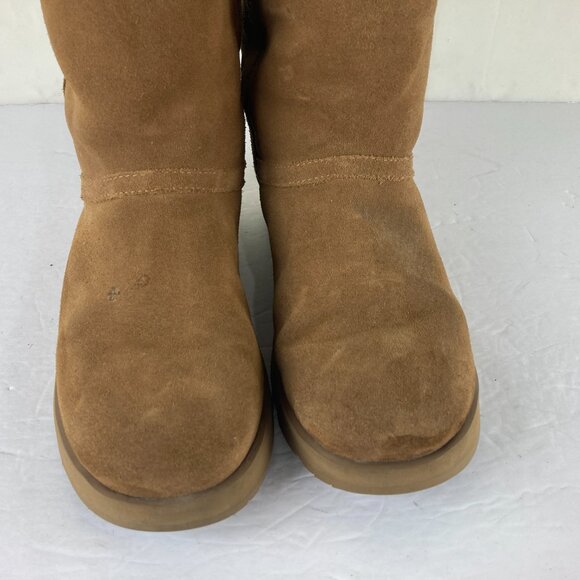 UGG Womens Sz 10 Brown Suede Mid Calf Arctic Grip Winter Vibram Sole Boots - Picture 3 of 9